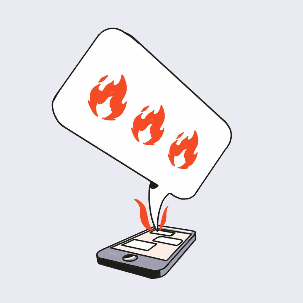 Image d'un téléphone en feu