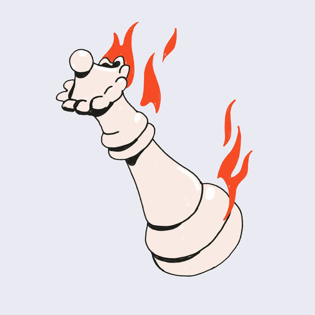 Image of a burning chess piece