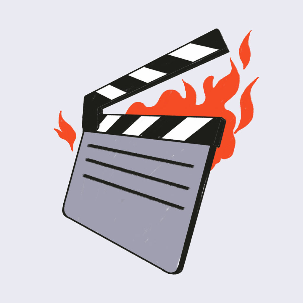 Image of a burning clapperboard